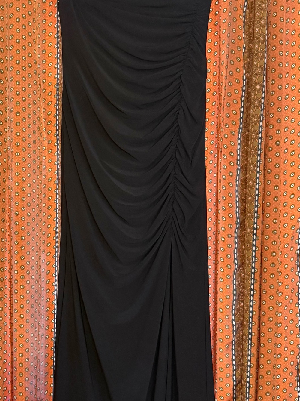 XSCAPE Black Ruffled Off-The-Shoulder Ruched Maxi Gown - Size 8 - Picture 7 of 7